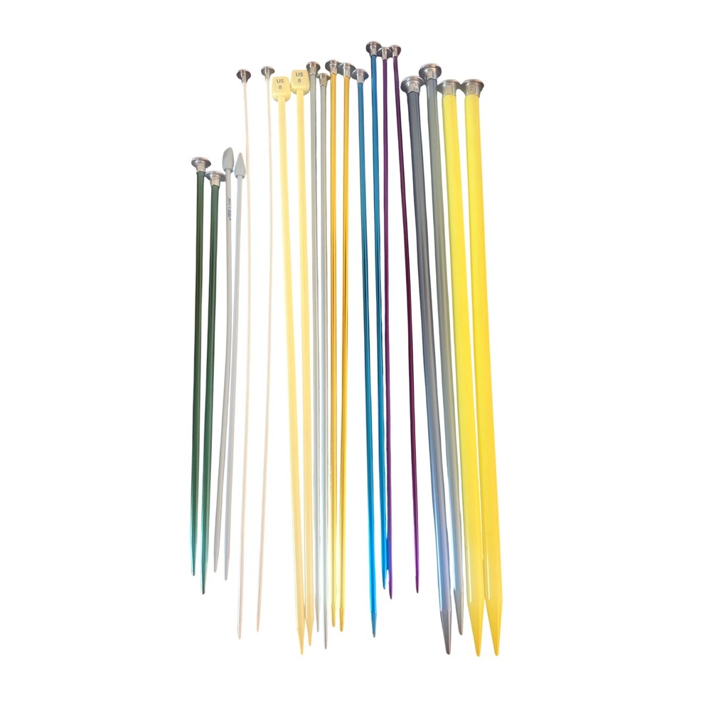 Vintage Boye Susan Bates Knitting Needles Set Lot 22 Aluminum Plastic US 0-11